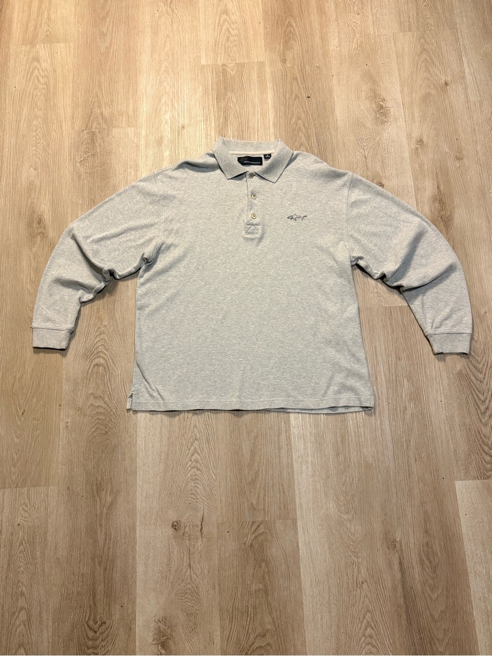 Greg Norman Long Sleeve Gray Polo Sweater Size Medium Fall Cozy Golf Casual
